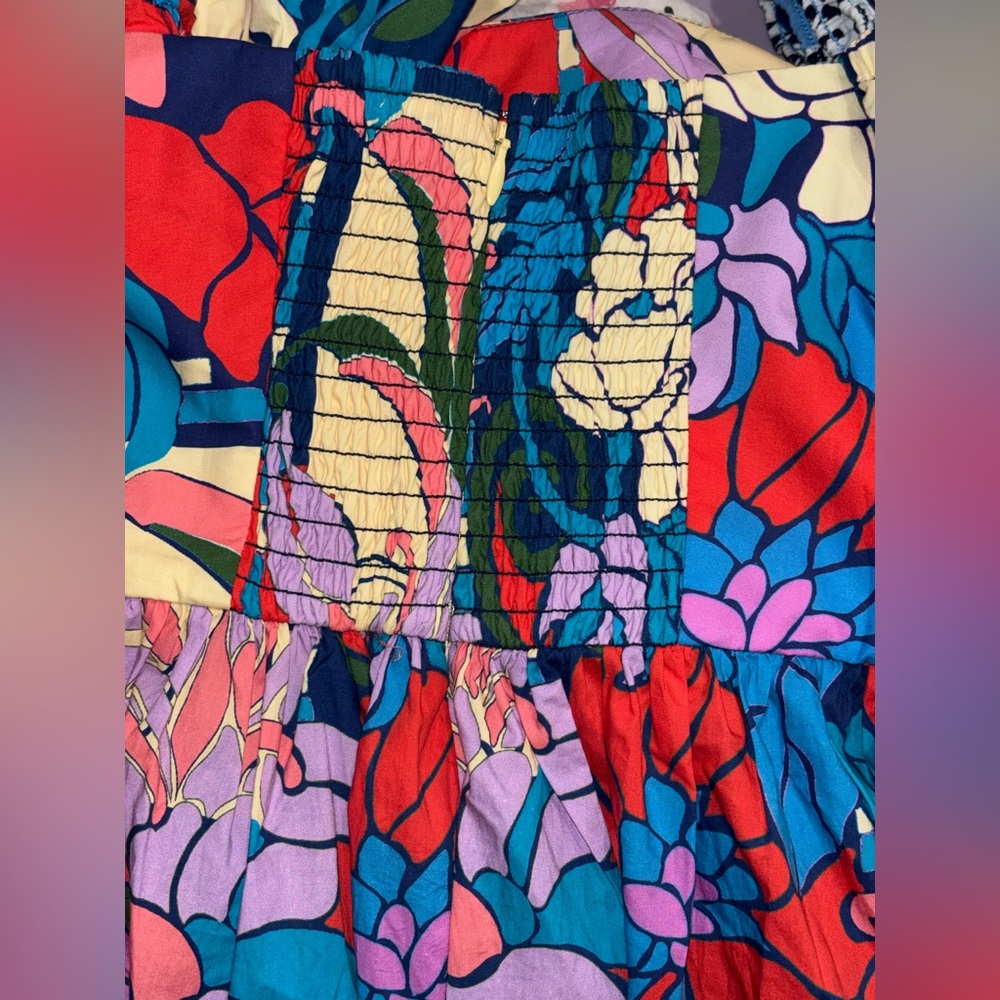 NWOT Tuckernuck Climbing Cosmos Valerie Midi Dress Size 6 Cotton Floral Tropical - Picture 12 of 16